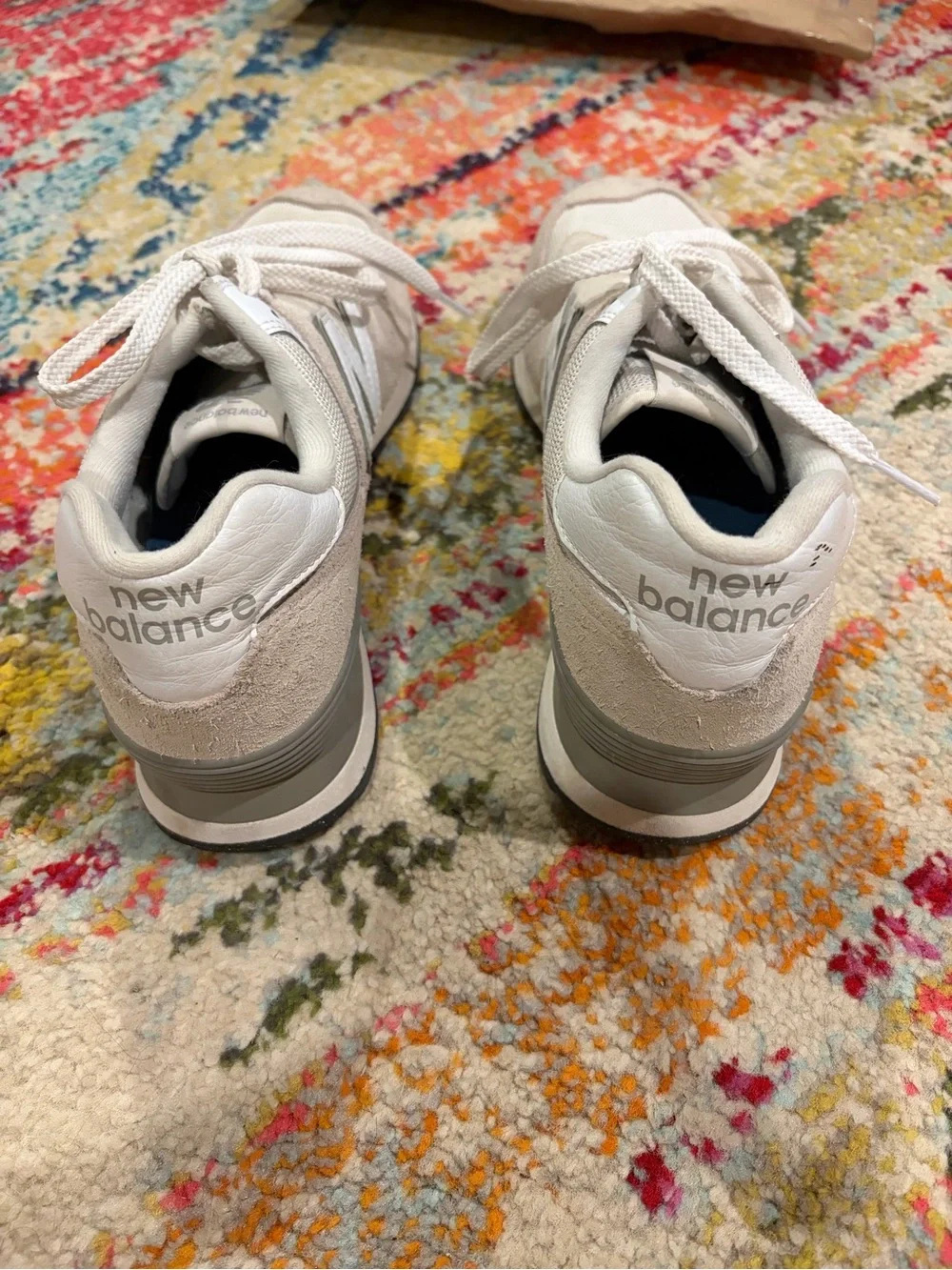 New Balance White and Light Gray Casual Sneakers